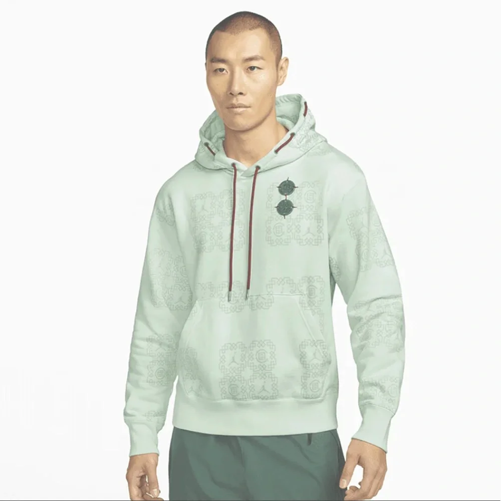 JORDAN X CLOT all over print  FLEECE HOODIE|size Large|Jade - Picture 2 of 5